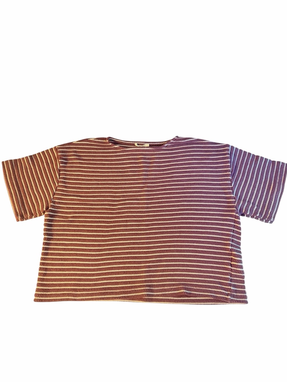 Madewell | Boxy Knit Burgundy White Striped Short Sleeve Tee
